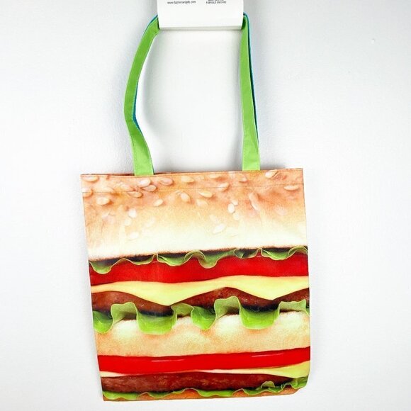 Fries Over Guys Hamburger Vinyl Double Handle Tote Bag - Picture 2 of 6